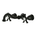 thumbnail image 1 of Kingston Brass  Hamilton Two-Handle 3-Hole Wall Mount Bathroom Faucet Matte Black Matte, 1 of 5