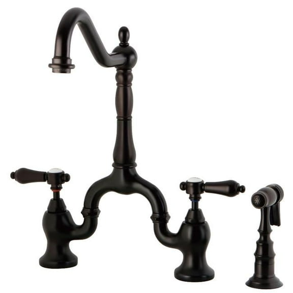 Kingston Brass  Heirloom Bridge Kitchen Faucet with Brass Sprayer Oil Rubbed Bronze
