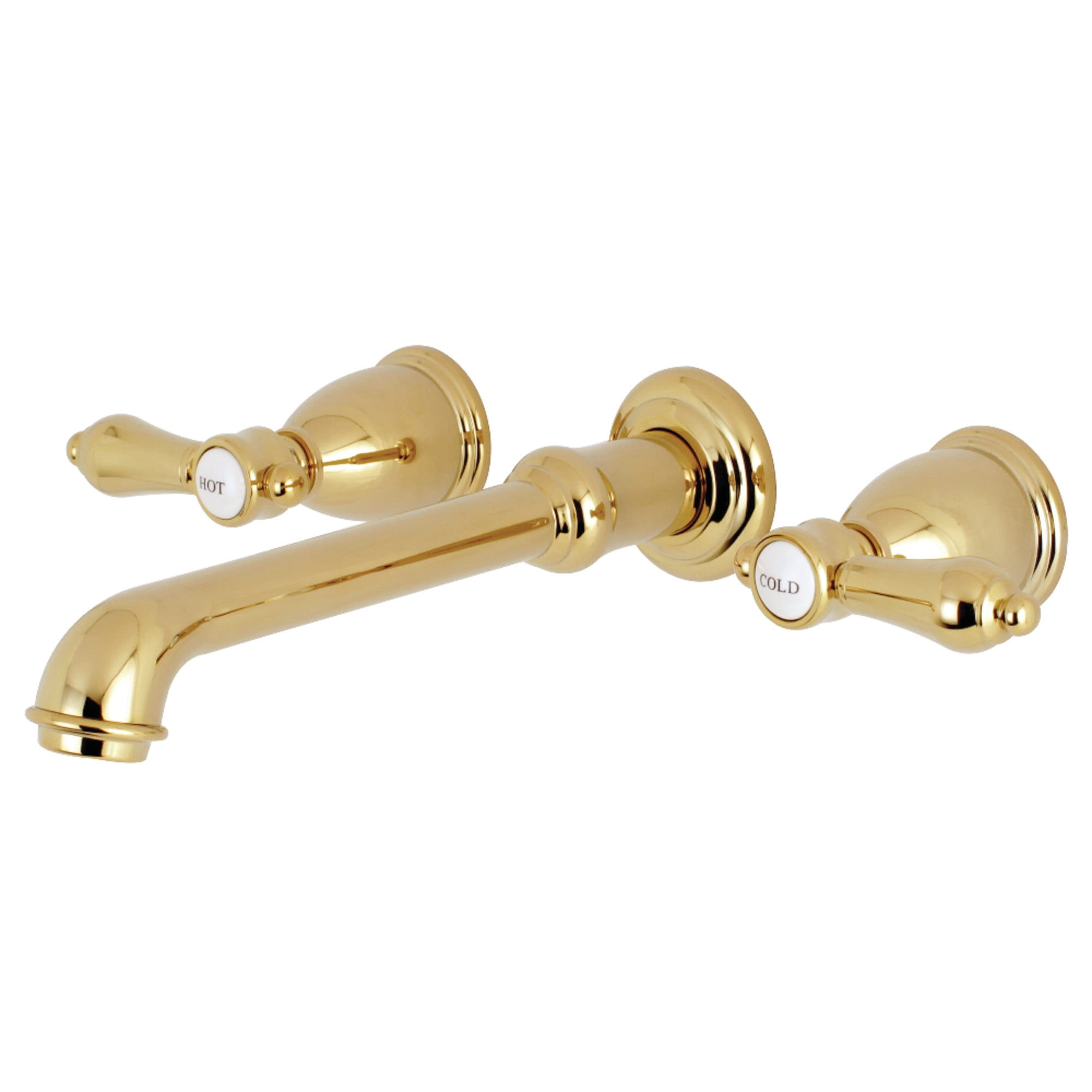 Kingston Brass KS7022BAL Heirloom Two-Handle Wall Mount Roman Tub Faucet, Polished Brass