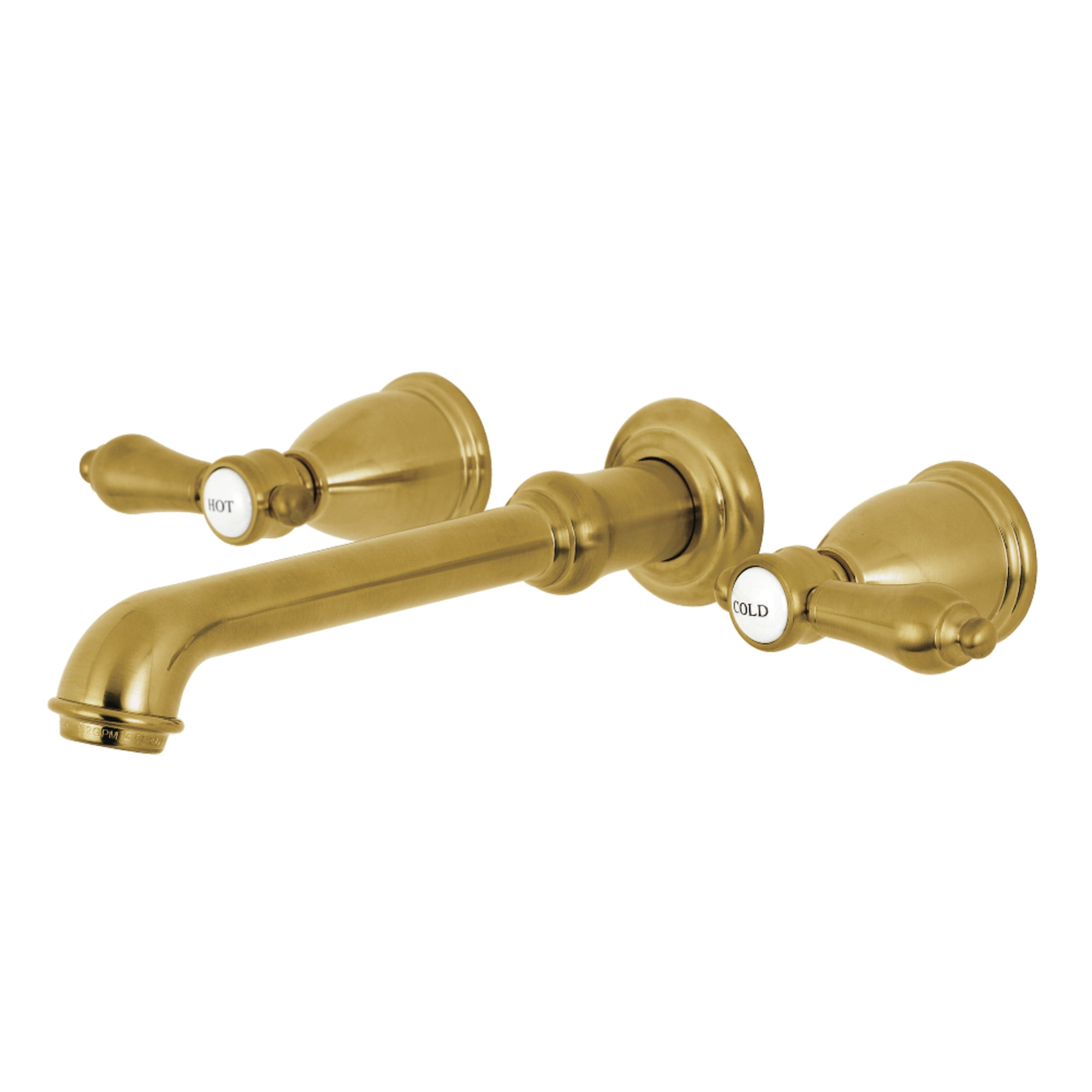 Kingston Brass KS7027BAL Heirloom Two-Handle Wall Mount Roman Tub Faucet, Brushed Brass