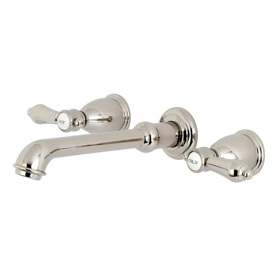 Kingston Brass KS7026BAL Heirloom Two-Handle Wall Mount Roman Tub Faucet, Polished Nickel