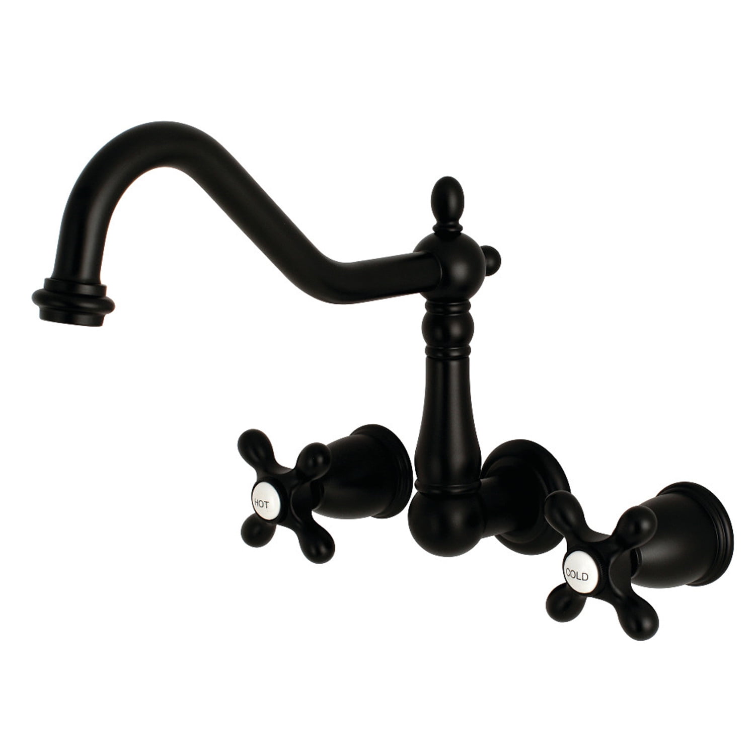 Elegant Heritage Matte Black Nickel Wall-Mounted Roman Tub Faucet