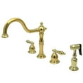 thumbnail image 1 of Kingston Brass  Heritage 8-Inch Widespread Kitchen Faucet with Brass Sprayer Polished Brass Brass Finish, Polished, 1 of 5
