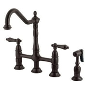 Kingston Brass Heritage Bridge Kitchen Faucet with Brass Sprayer Oil Rubbed Bronze Oil Rubbed, Bronze Finish