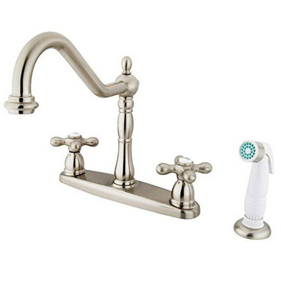 Kingston Brass Heritage Double Handle Kitchen Faucet with Side Spray