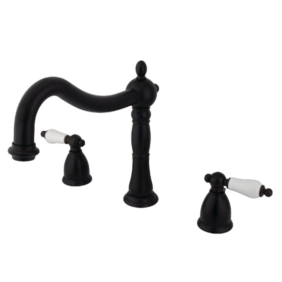 Kingston Brass KS1345PL Heritage Two-Handle Deck Mount Roman Tub Faucet, Oil Rubbed Bronze