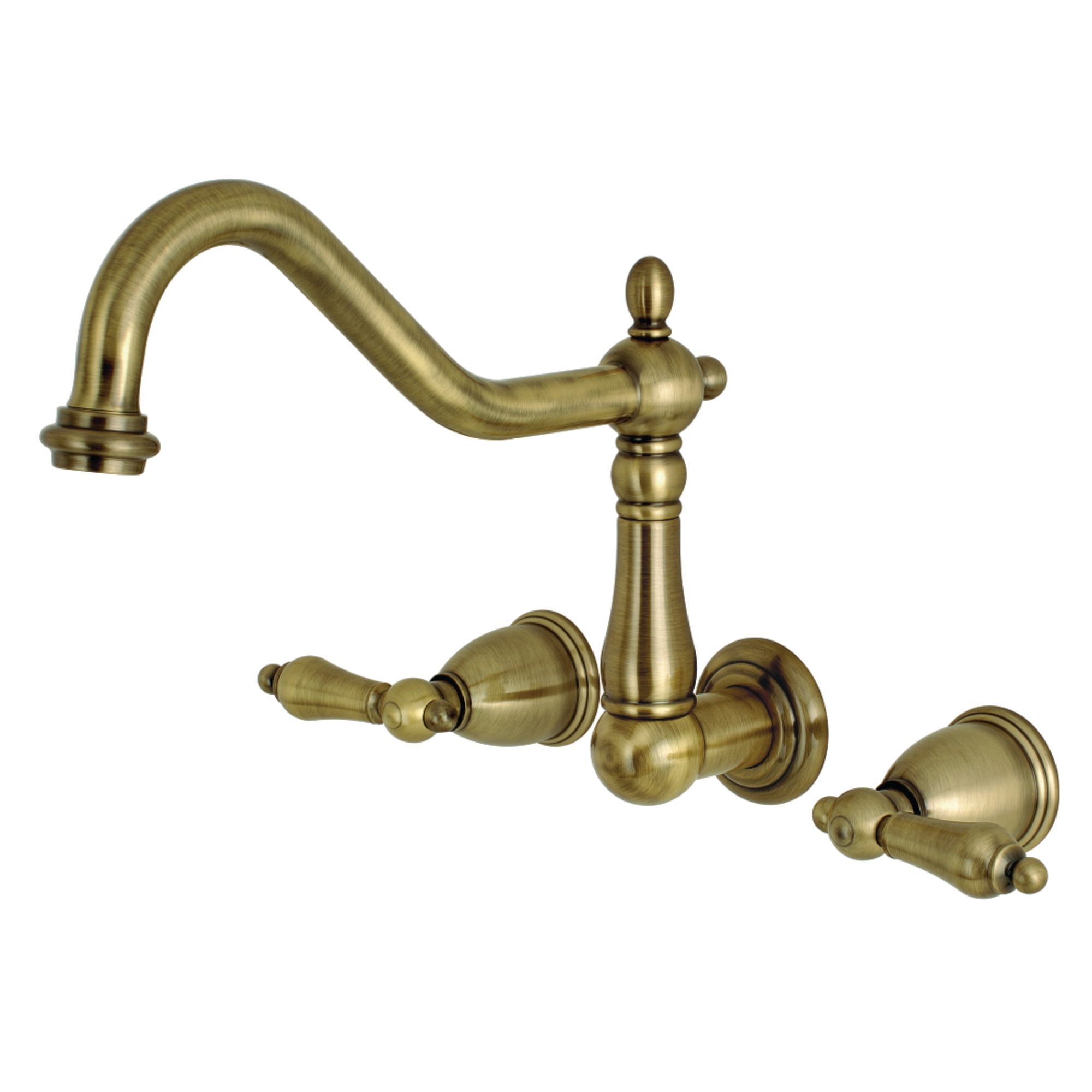 Kingston Brass KS1023AL Heritage Two-Handle Wall Mount Roman Tub Faucet, Antique Brass