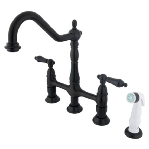 Kingston Brass KS1275AL Heritage 8\" Center Kitchen Faucet With Side Sprayer