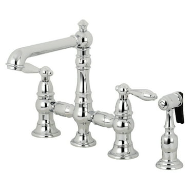 Kingston Brass Heritage Double Handle Widespread Kitchen Faucet with Side Spray