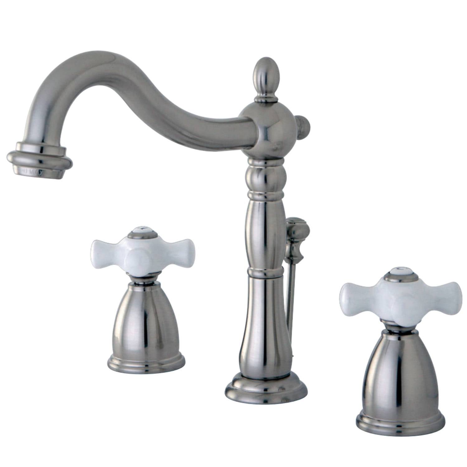 Heritage Polished Nickel Widespread Bathroom Faucet with Drain