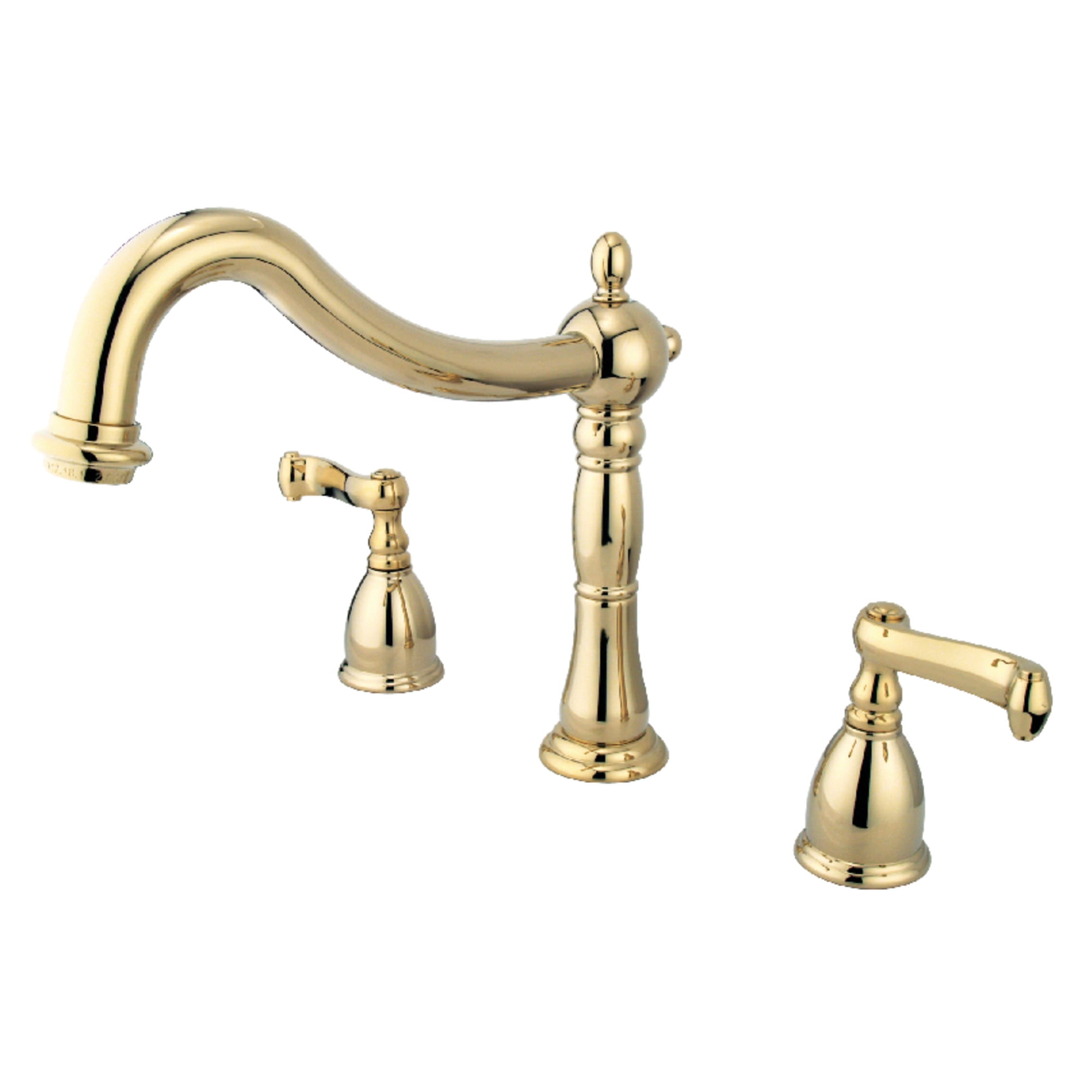 Kingston Brass KS1342FL Heritage Two-Handle Deck Mount Roman Tub Faucet, Polished Brass
