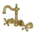 thumbnail image 1 of Kingston Brass  Heritage Two-Handle 3-Hole Wall Mount Bathroom Faucet Brushed Brass Brushed, 1 of 5