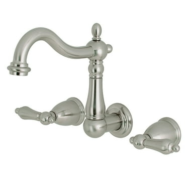 Kingston Brass  Heritage Two-Handle 3-Hole Wall Mount Bathroom Faucet Brushed Nickel Brushed