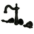 thumbnail image 1 of Kingston Brass  Heritage Two-Handle 3-Hole Wall Mount Bathroom Faucet Matte Black Matte, 1 of 5