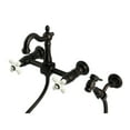 thumbnail image 1 of Kingston Brass KS2445PXBS Heritage Double-Handle Wall-Mount Bridge Kitchen Faucet with Brass Sprayer, Oil Rubbed Bronze, 1 of 7