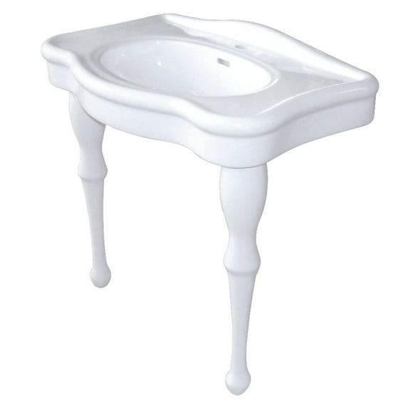 Kingston Brass VPB5321 Imperial 32" Ceramic Console Sink with Ceramic Legs (1-Hole), White