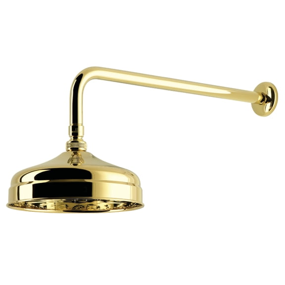 Kingston Brass K124K12 Trimscape 8" Round Raindrop Brass Shower Head with 17" Shower Arm, Polished Brass