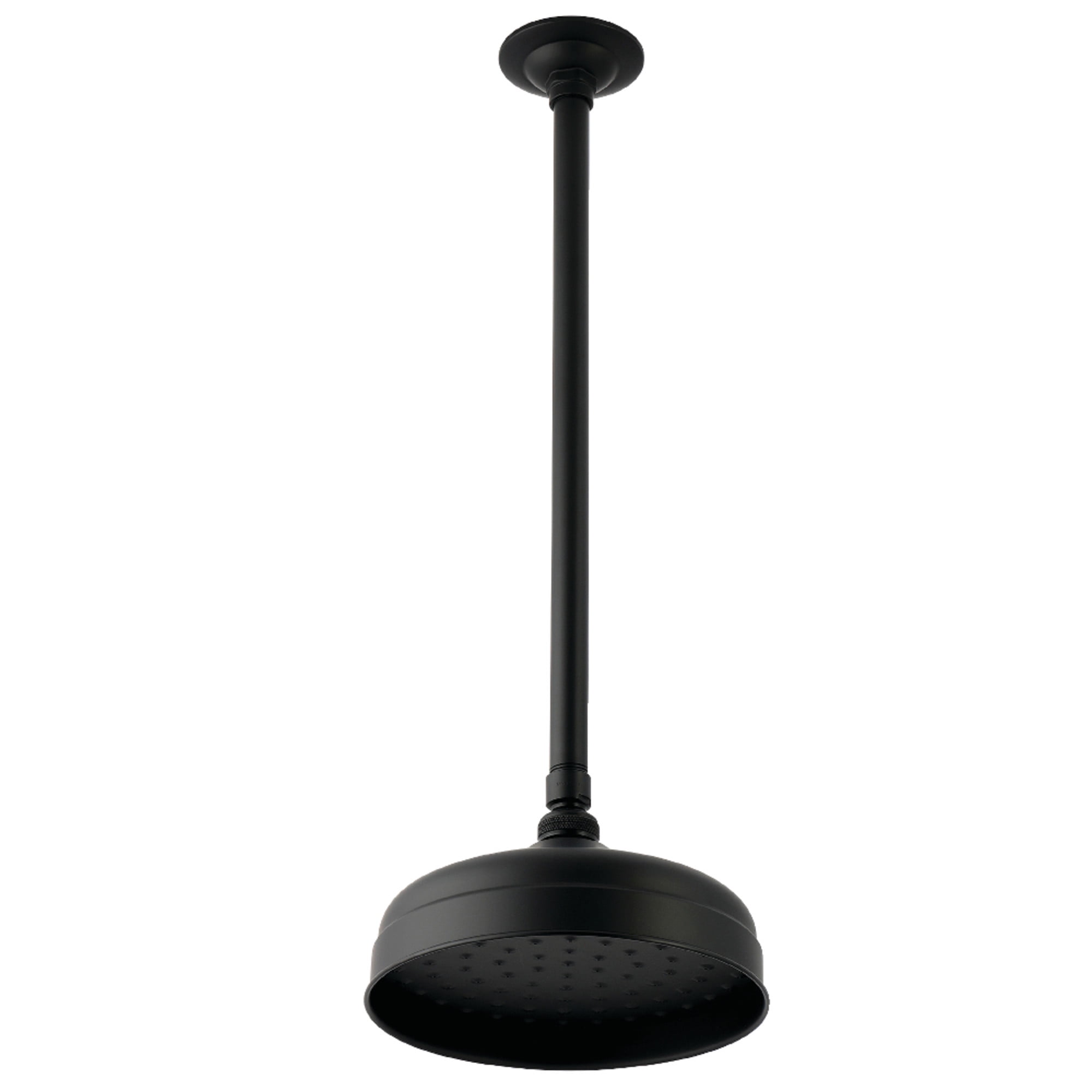 Kingston Brass K124K20 Trimscape 8" Round Brass Shower Head with 17" Ceiling Mounted Shower Arm, Matte Black
