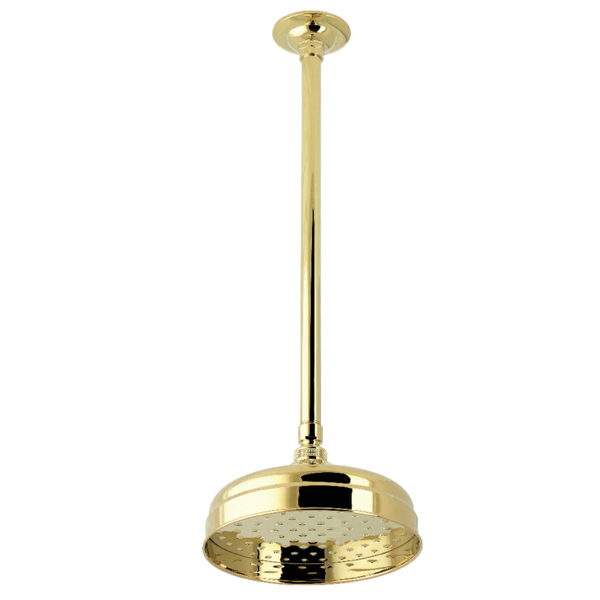 Kingston Brass K124K22 Trimscape 8" Round Brass Shower Head with 17" Ceiling Mounted Shower Arm, Polished Brass
