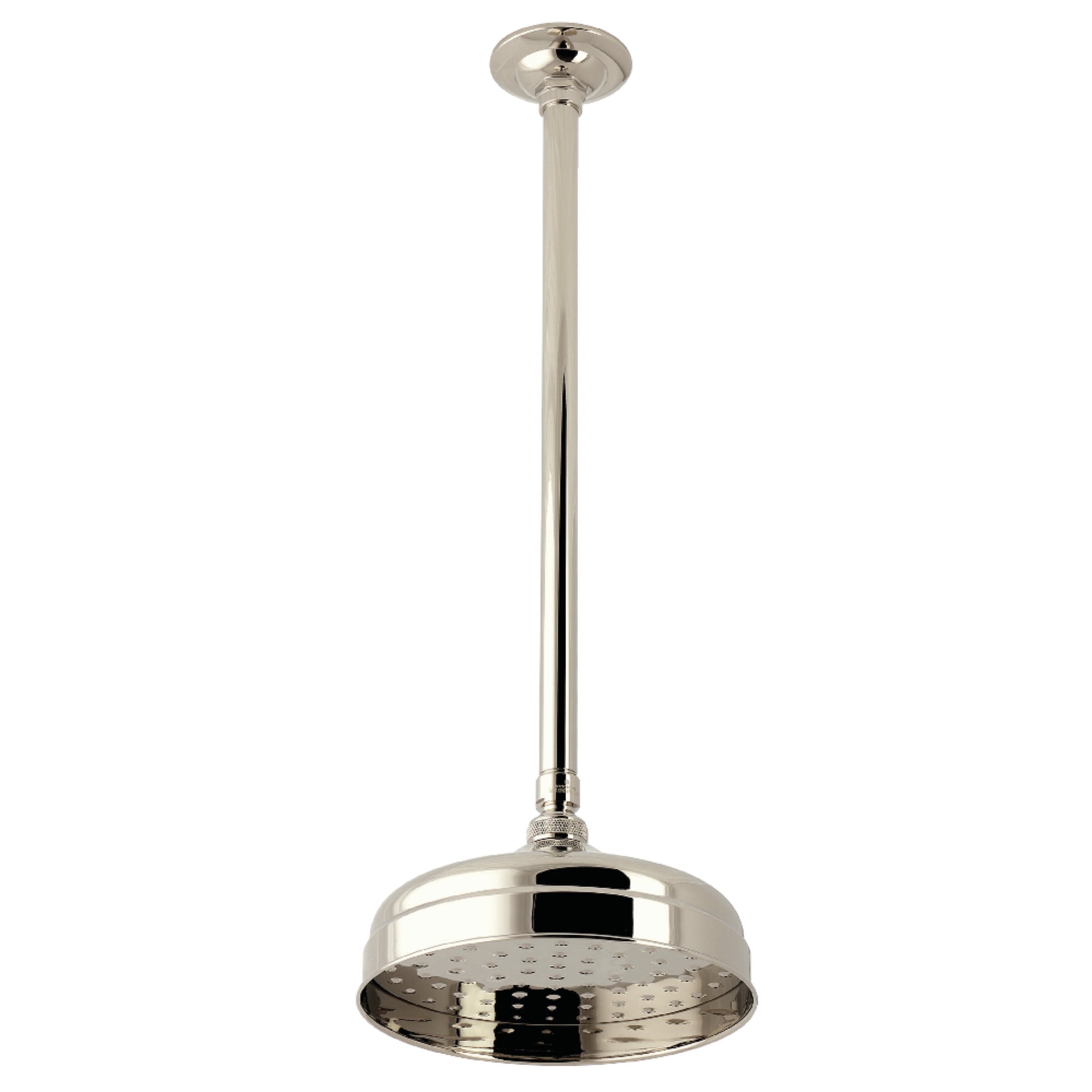 Kingston Brass K124K26 Trimscape 8" Round Brass Shower Head with 17" Ceiling Mounted Shower Arm, Polished Nickel