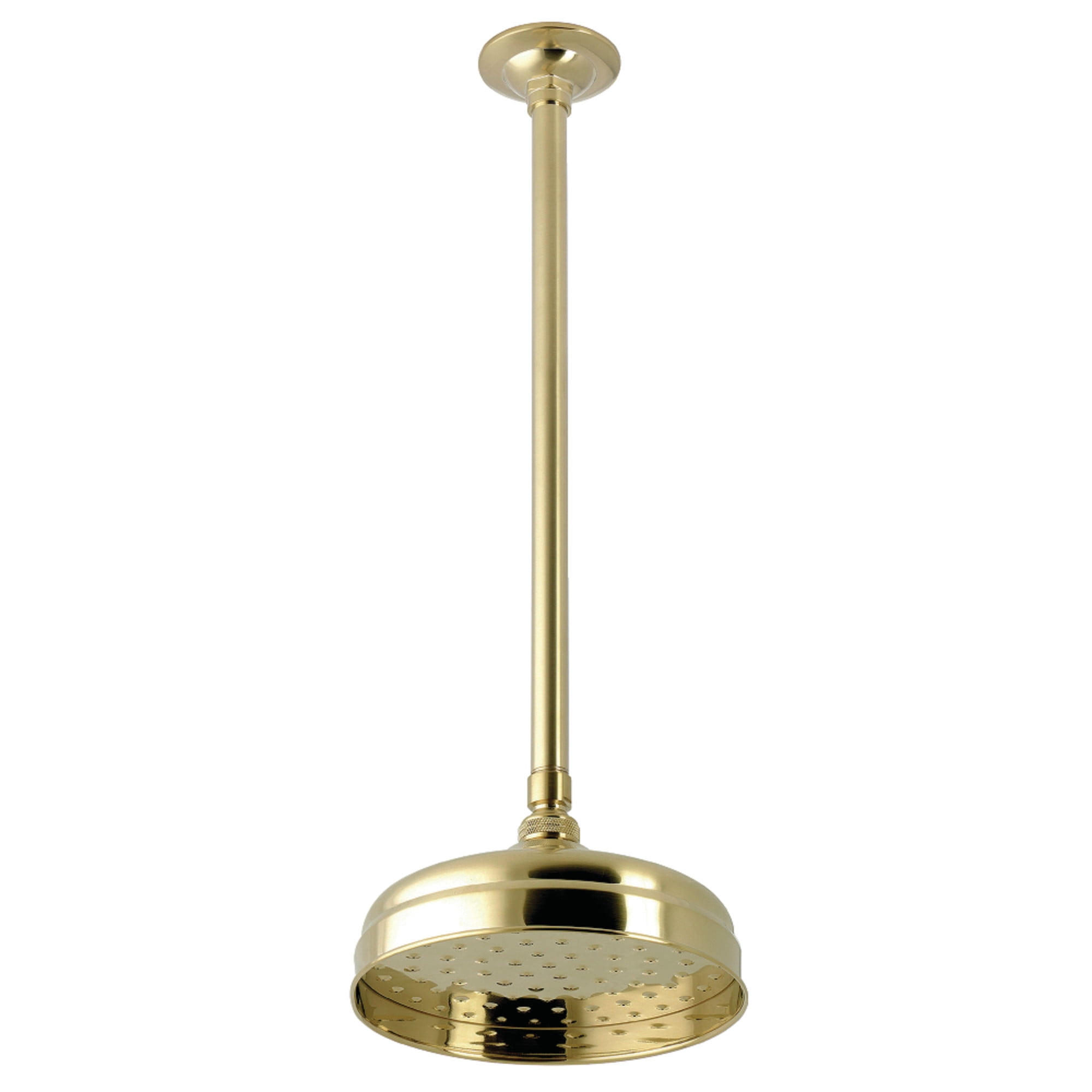 Kingston Brass K124K27 Trimscape 8" Round Brass Shower Head with 17" Ceiling Mounted Shower Arm, Brushed Brass