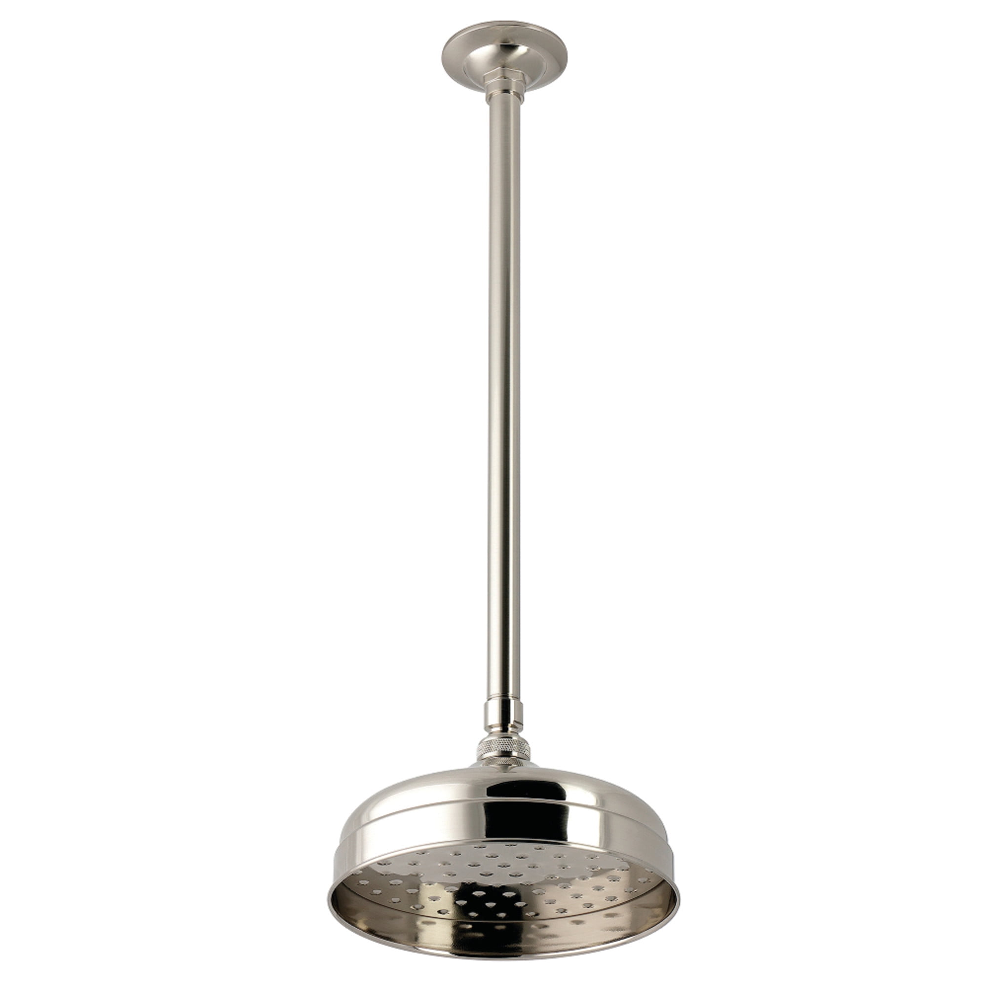 Kingston Brass K124K28 Trimscape 8" Round Brass Shower Head with 17" Ceiling Mounted Shower Arm, Brushed Nickel