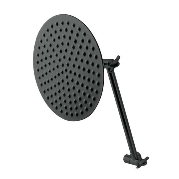 Kingston Brass K136K0MB Victorian 7-3/4 Inch Round Raindrop Brass Shower Head with 10-Inch High-Low Adjustable Shower Arm in Matte Black