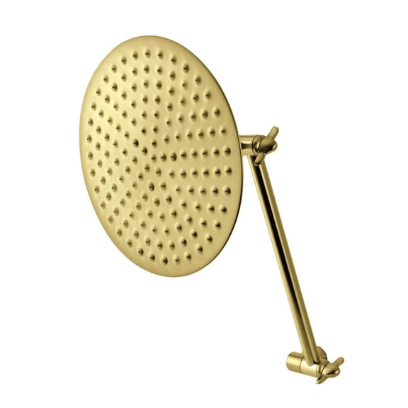 Kingston Brass K136K7 Victorian 7-3/4 Inch Round Raindrop Brass Shower Head with 10-Inch High-Low Adjustable Shower Arm in Brushed Brass
