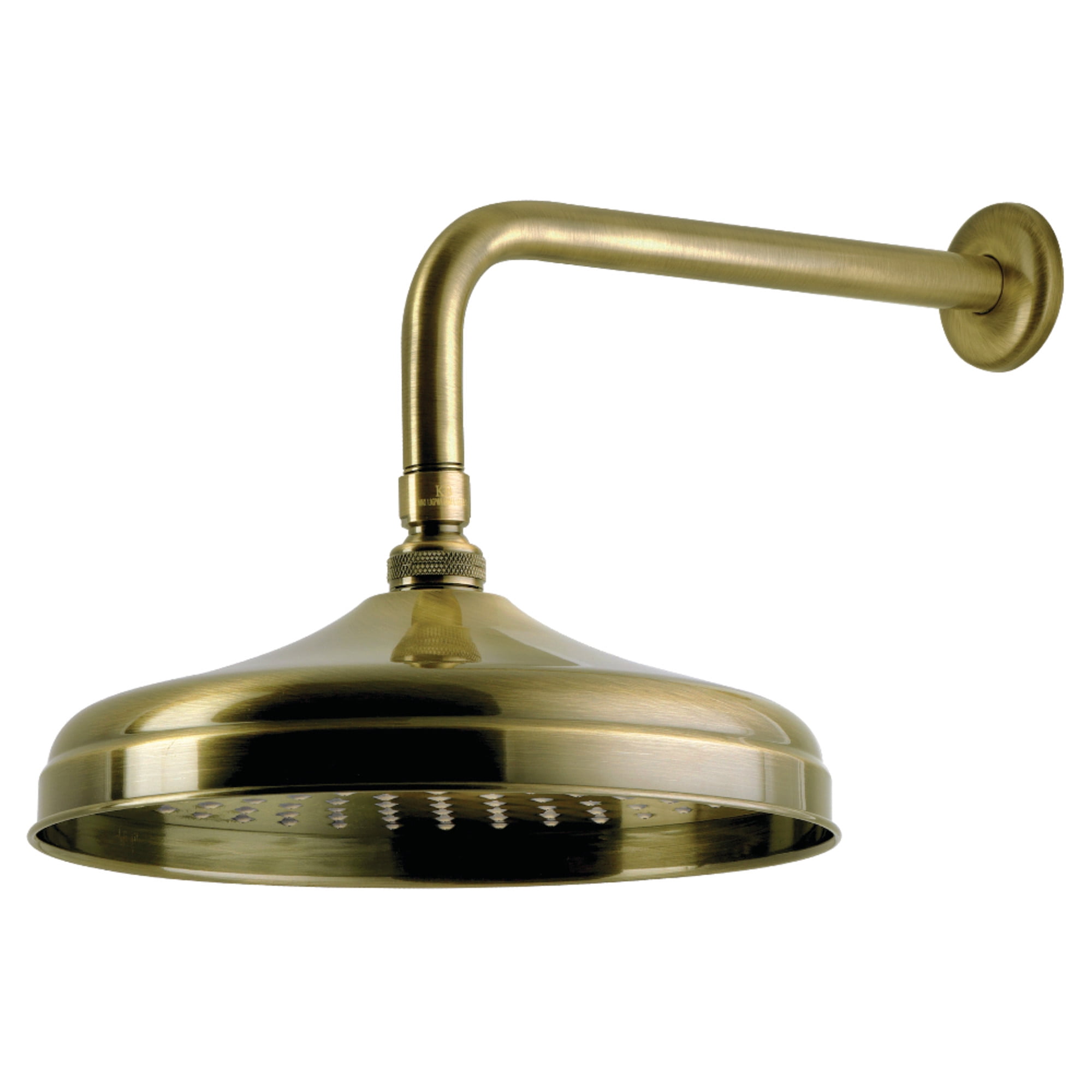 Kingston Brass K225K33 Trimscape 10" Round Raindrop Brass Shower Head with 12" Shower Arm, Antique Brass