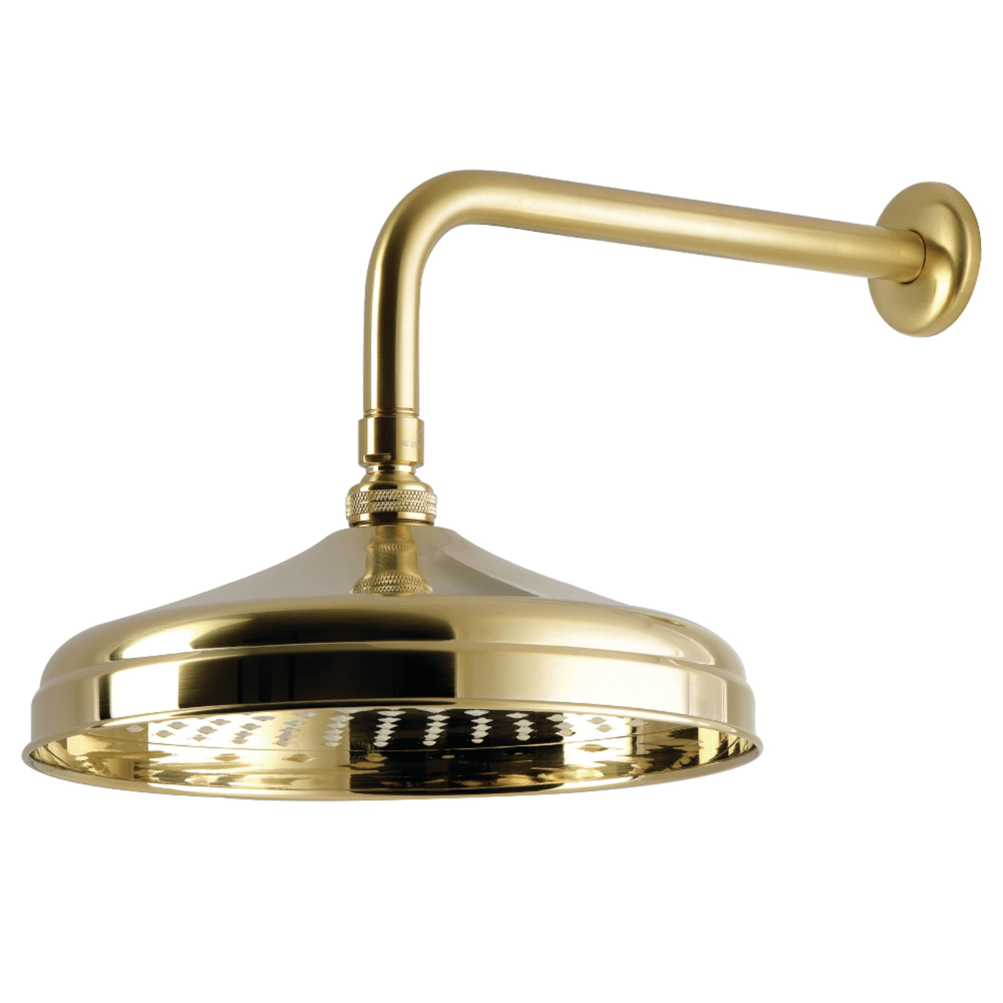 Kingston Brass K225K37 Trimscape 10" Round Raindrop Brass Shower Head with 12" Shower Arm, Brushed Brass