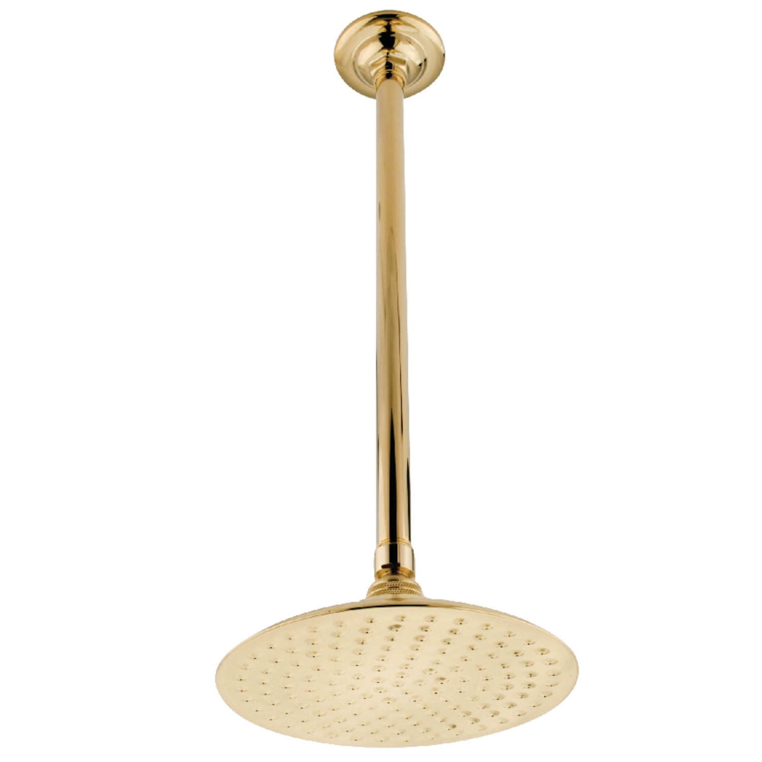 Polished Brass Ceiling Mounted Rain Shower Head with 17-Inch Arm