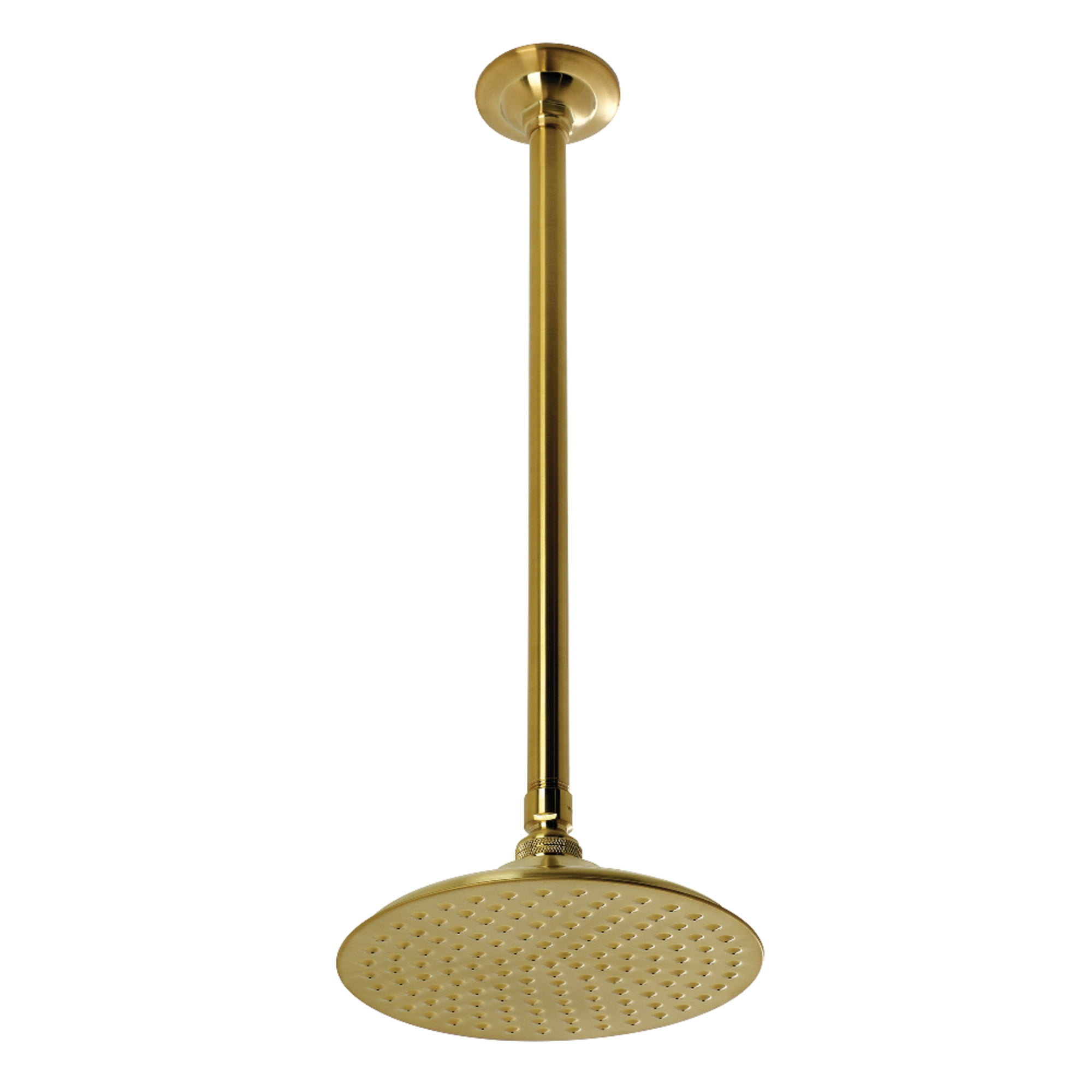 Kingston Brass K236K27 Trimscape 7-3/4 Inch Round Raindrop Brass Shower Head with 17-Inch Ceiling Mount Shower Arm in Brushed Brass