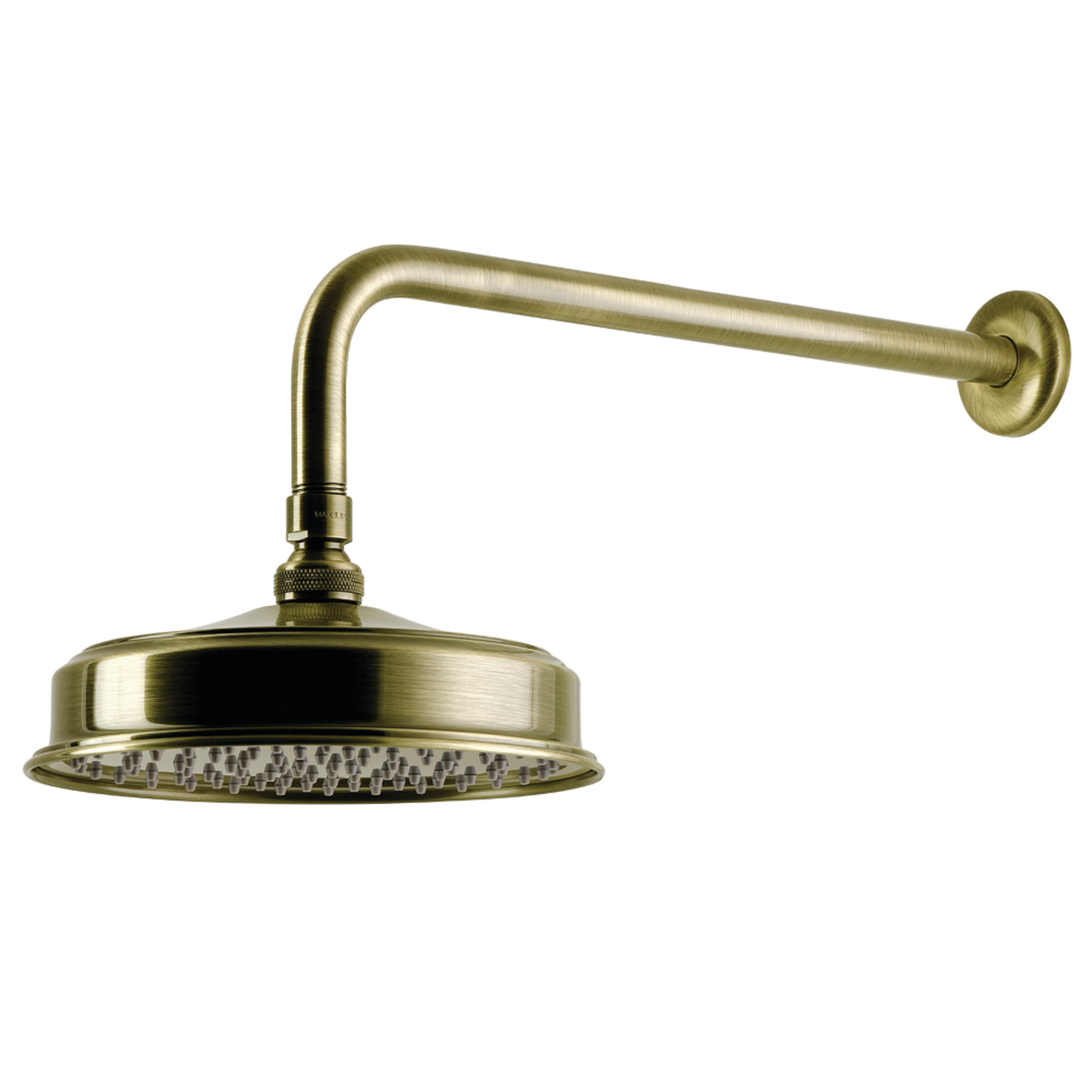 Kingston Brass K324K13 Trimscape 8" Round Brass Shower Head with 17" Ceiling Mounted Shower Arm, Antique Brass