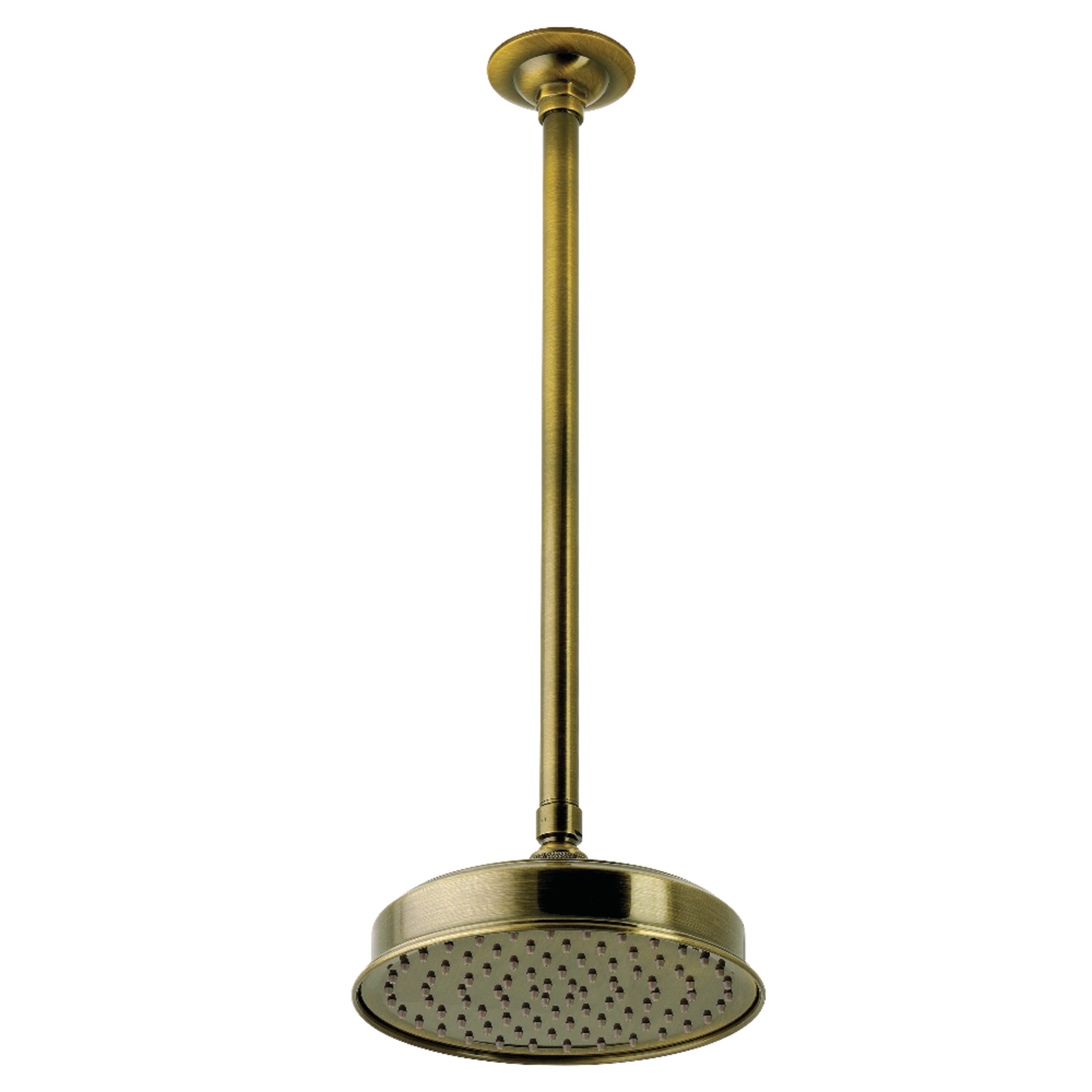 Kingston Brass K324K23 Trimscape 8" Round Brass Shower Head with 17" Ceiling Mounted Shower Arm, Antique Brass
