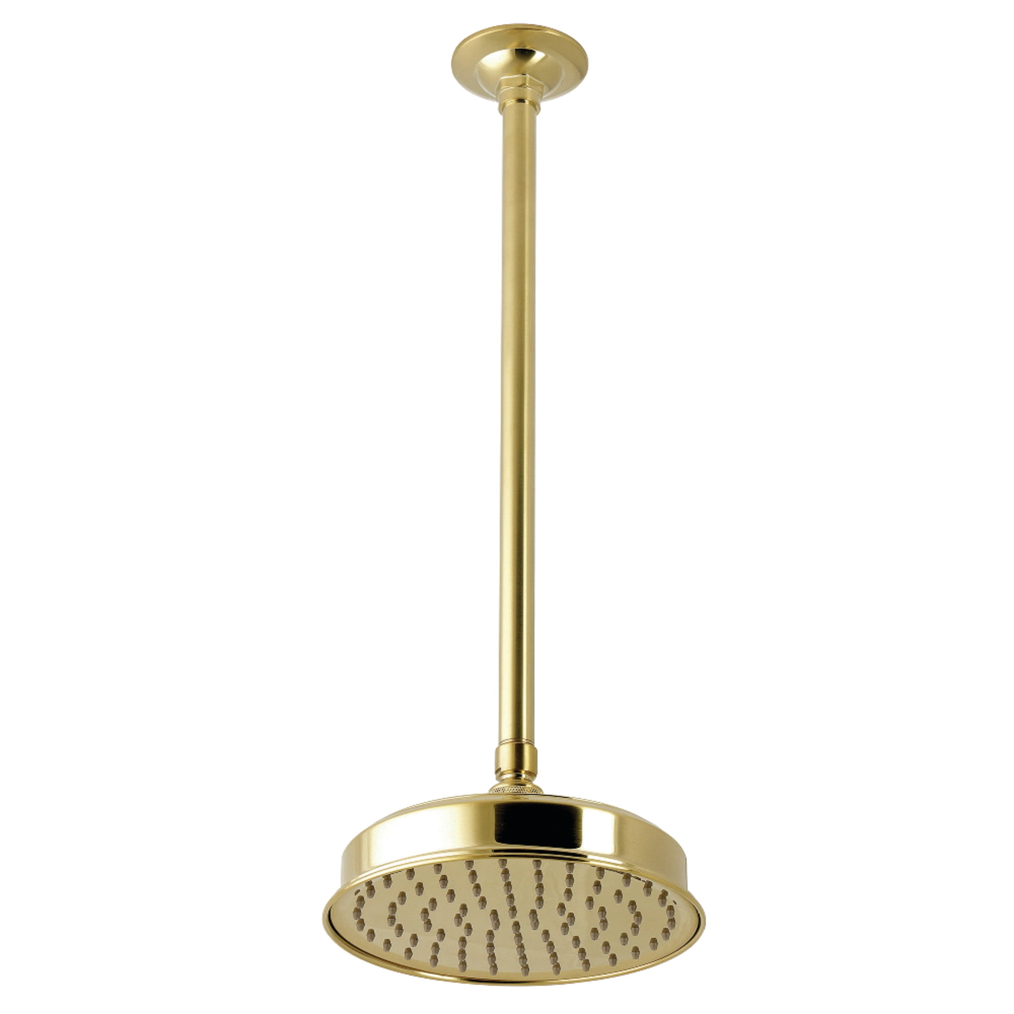 Kingston Brass K324K27 Trimscape 8" Round Brass Shower Head with 17" Ceiling Mounted Shower Arm, Brushed Brass