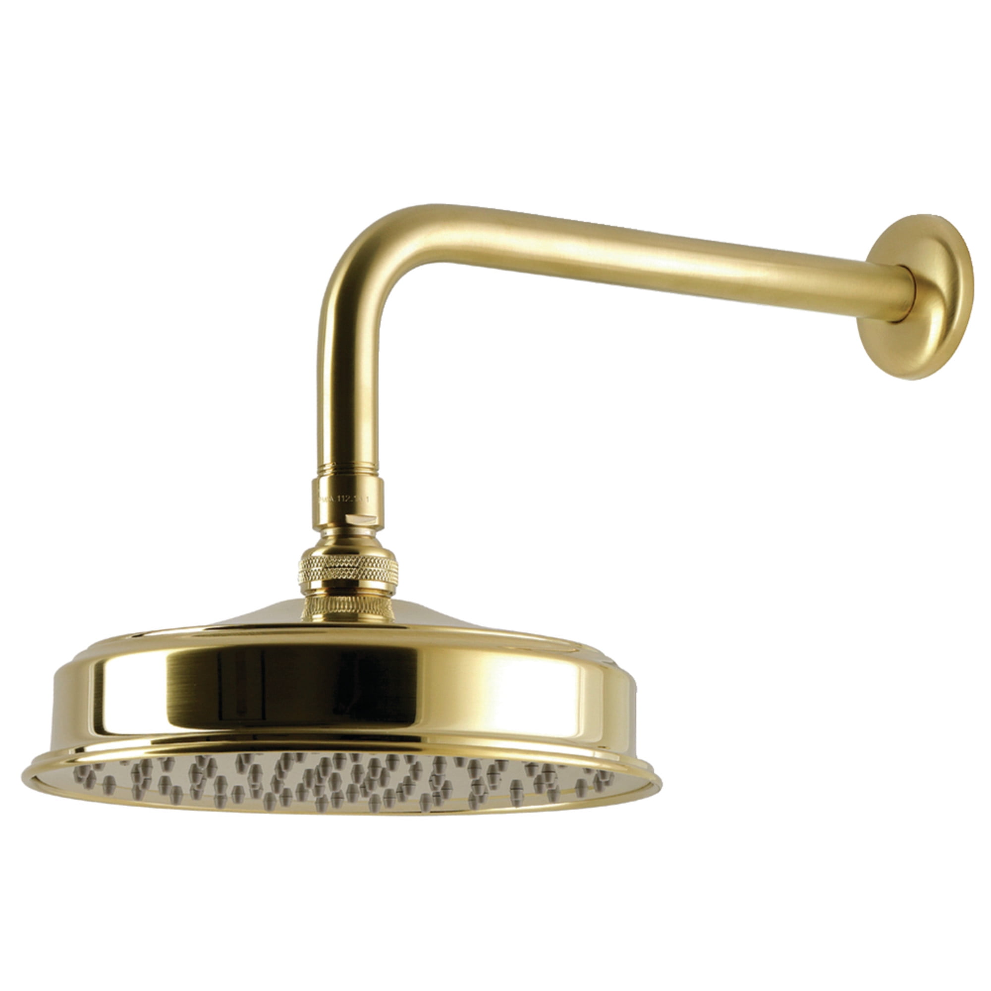 Kingston Brass K324K37 Trimscape 8" Round Raindrop Brass Shower Head with 12" Shower Arm, Brushed Brass