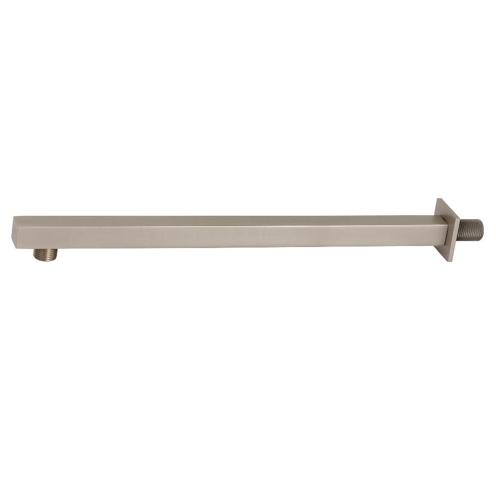 Brushed Nickel 15-Inch Square Wall Shower Arm with Flange
