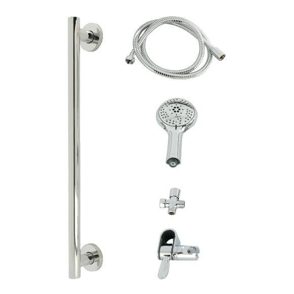 Kingston Brass KAK1541D Made to Match Shower System with Slide/Grab Bar and Hand Shower, Chrome