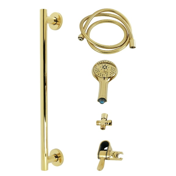 Kingston Brass KAK1542D Made to Match Shower System with Slide/Grab Bar and Hand Shower, Polished Brass