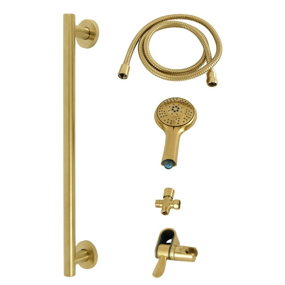 Kingston Brass KAK1547D Made to Match Shower System with Slide/Grab Bar and Hand Shower, Brushed Brass