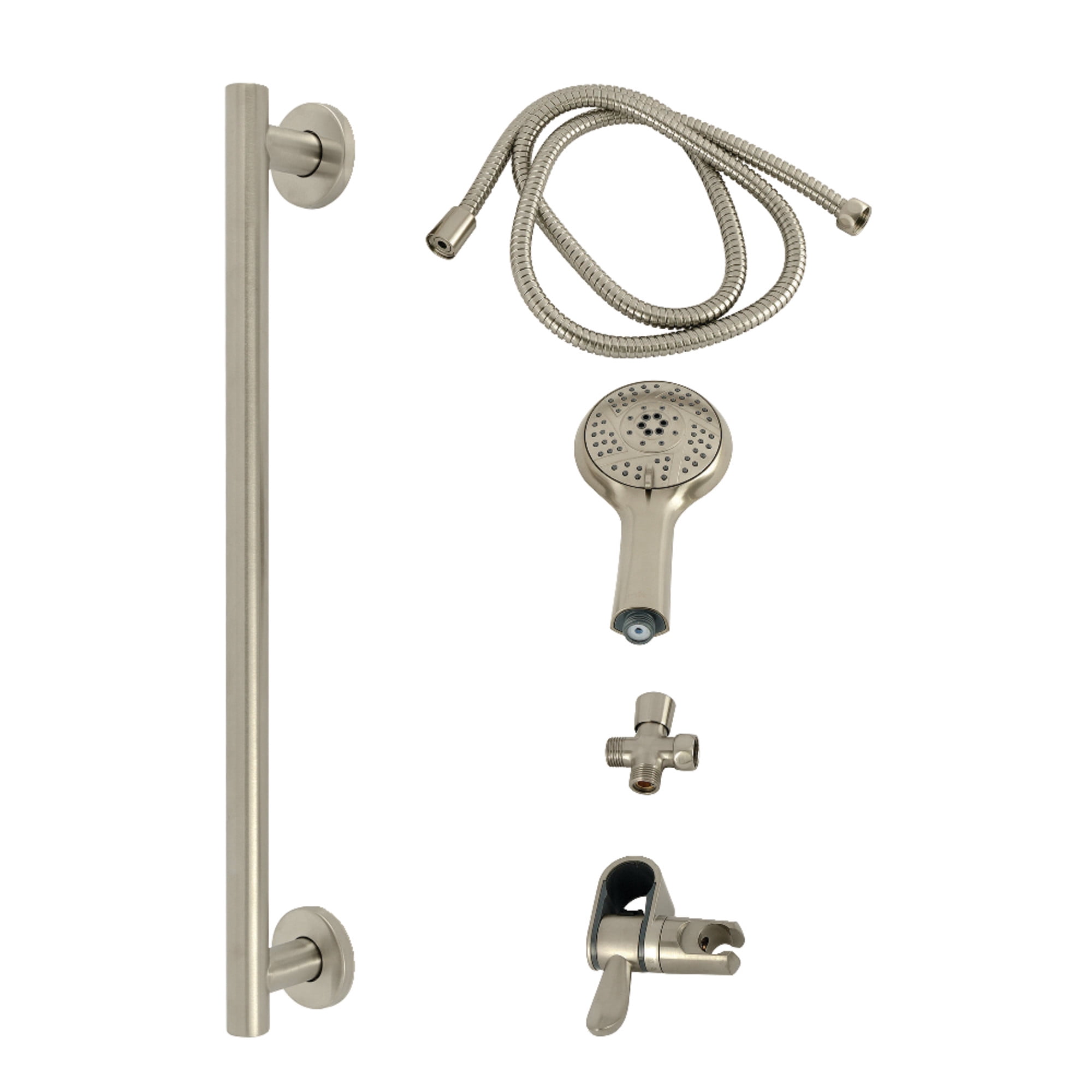 Kingston Brass KAK1548D Made to Match Shower System with Slide/Grab Bar and Hand Shower, Brushed Nickel