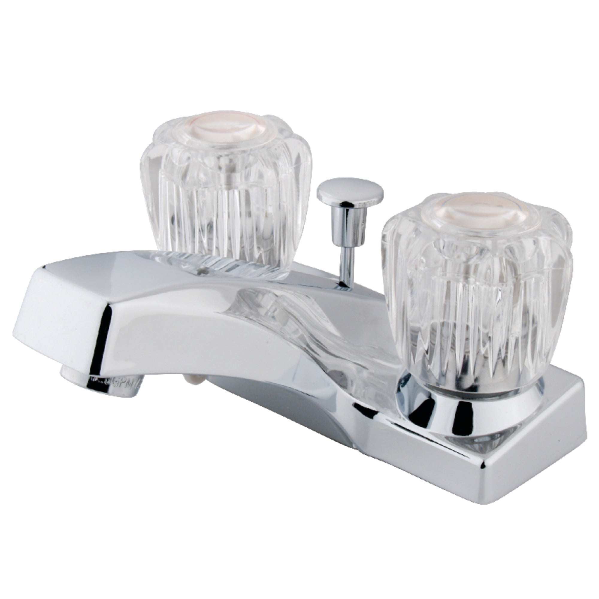 Kingston Brass KB101 Double-Handle 3-Hole Deck Mount 4-Inch Centerset Bathroom Faucet with ABS Pop-Up Drain in Polished Chrome