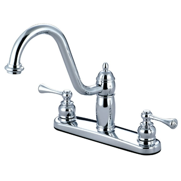 Kingston KB1111BLLS Heritage Two-Handle 3-Hole 8" Centerset Kitchen Faucet in Polished Chrome