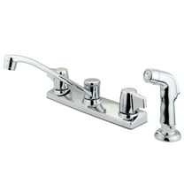 Kingston KB120SP Two-Handle 4-Hole 8" Centerset Kitchen Faucet with Side Sprayer in Polished Chrome