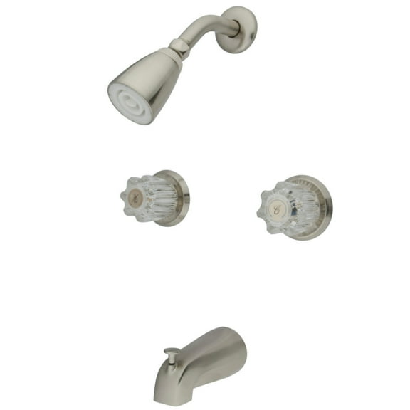 Kingston Brass KB148 Americana 2 Acrylic Handle Tub & Shower Faucet, Brushed Nickel