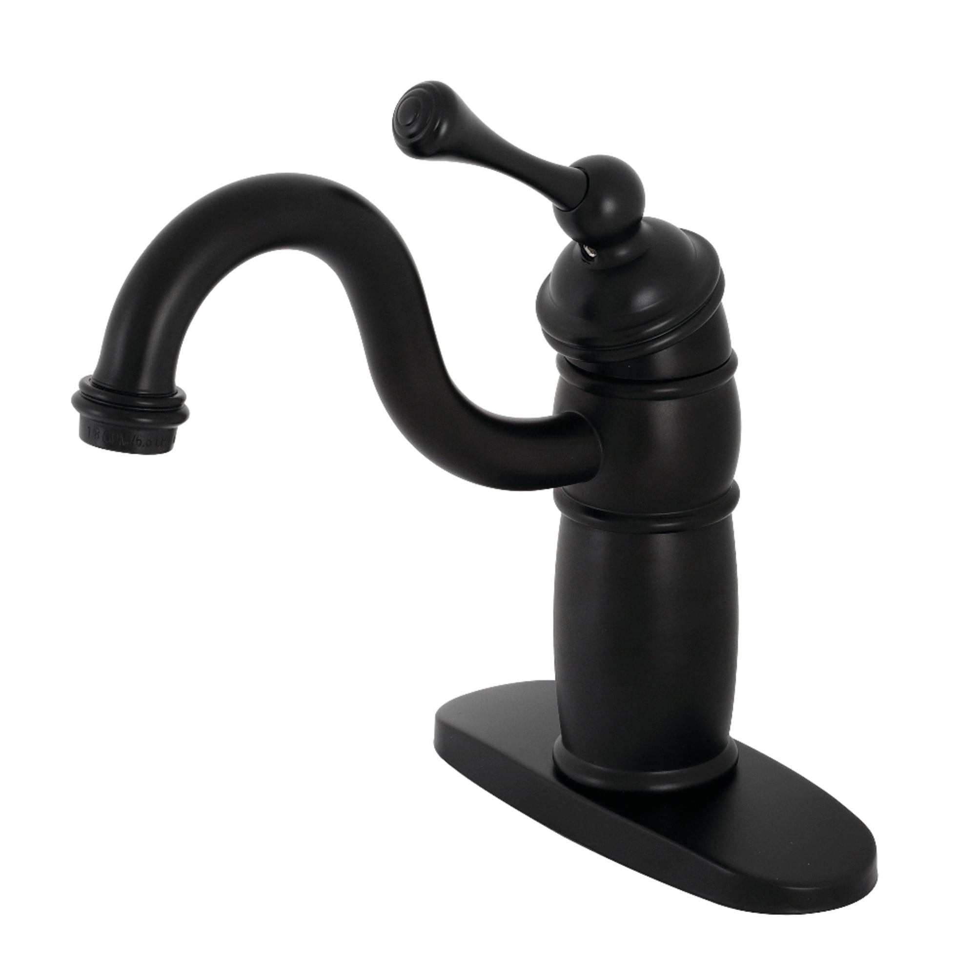 Kingston Brass KB1480BL Vintage One-Handle 1-Hole Deck Mount Bar Faucet in Matte Black