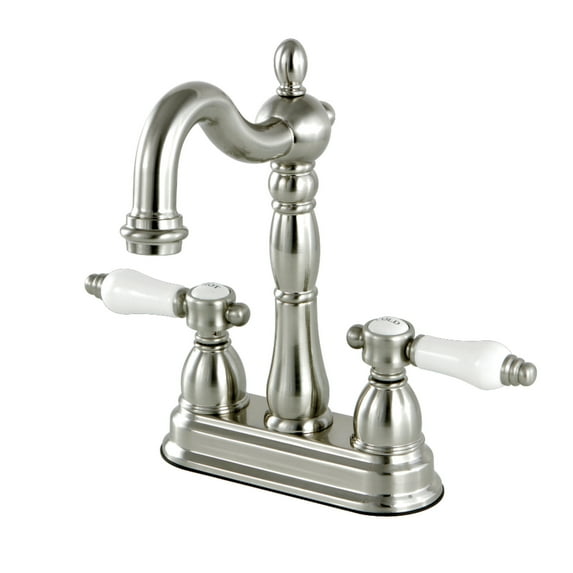 Kingston Brass KB1498BPL Bel-Air Two-Handle 2-Hole Deck Mount Bar Faucet in Brushed Nickel