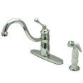 thumbnail image 1 of Kingston Brass KB1571BL Victorian Mono Deck Mount Kitchen Faucet with Bl Handleand Plt Spr, Chrome, 1 of 2