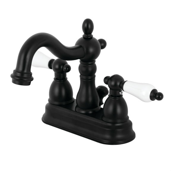 Kingston Brass KB1600PL Heritage 4 in. Centerset Bathroom Faucet, Matte Black