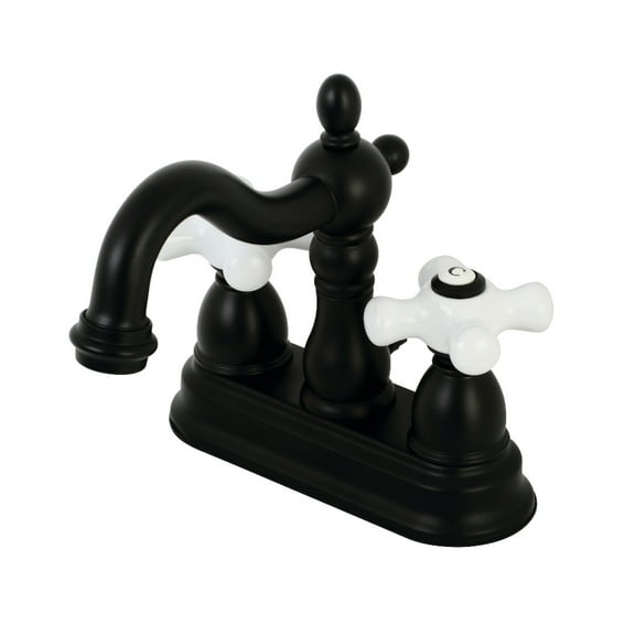 Kingston Brass KB1600PX Heritage 4 in. Centerset Bathroom Faucet, Matte Black